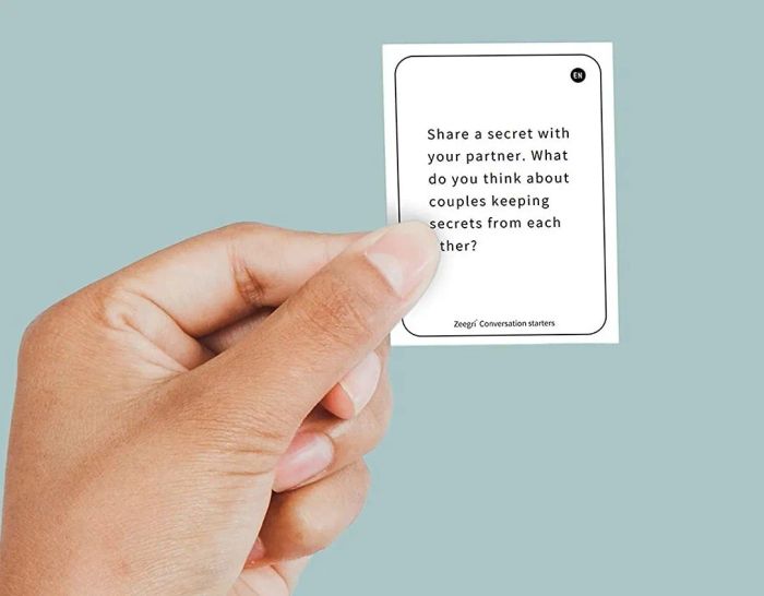 One of the conversation cards from the set