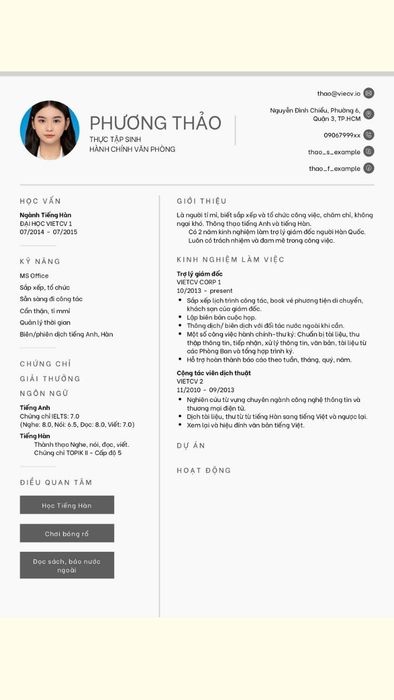 Mẫu CV cho sinh viên chưa có kinh nghiệm ngành hành chính văn phòng