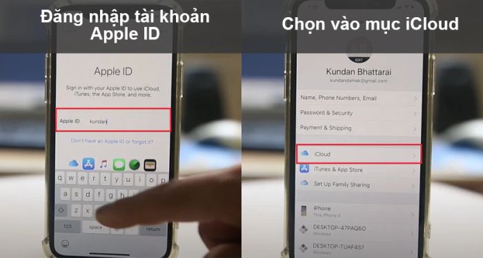 Nhập tài khoản và mật khẩu Apple ID của bạn vào để tiếp tục
