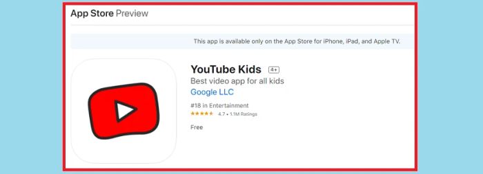 Hướng dẫn cài đặt YouTube Kids trên thiết bị iPhone iOS.