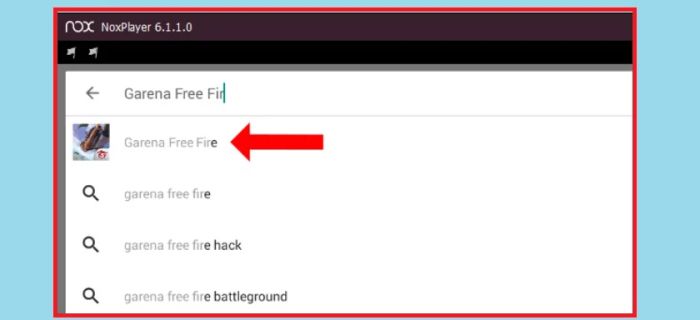 Trong giao diện phần mềm giả lập, hãy sử dụng chức năng tìm kiếm để tìm Free Fire và tải nó về để cài đặt trên máy tính của bạn.