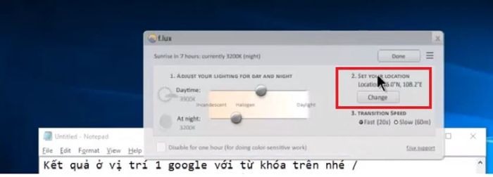 Điều chỉnh độ sáng màn hình laptop qua phần mềm F.lux