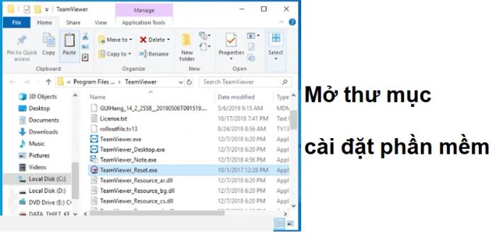 Nhấn chuột phải và chọn mục Open file Location để cài đặt Teamviewer full crack