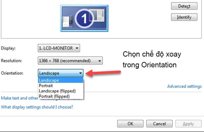 Tùy chỉnh màn hình với Orientation