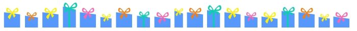 a cartoon illustration of several neatly wrapped gifts