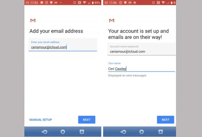 Nhập địa chỉ email iCloud và mật khẩu của bạn, sau đó nhấn Next để hoàn tất quá trình đăng nhập iCloud.