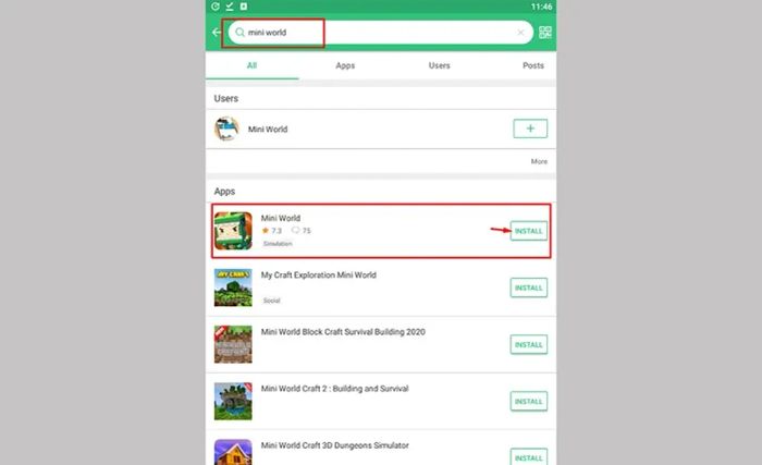 Nhấn tải và cài đặt game Mini World trên máy tính