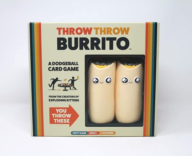 The game box, which contains two plush burritos ready for action.
