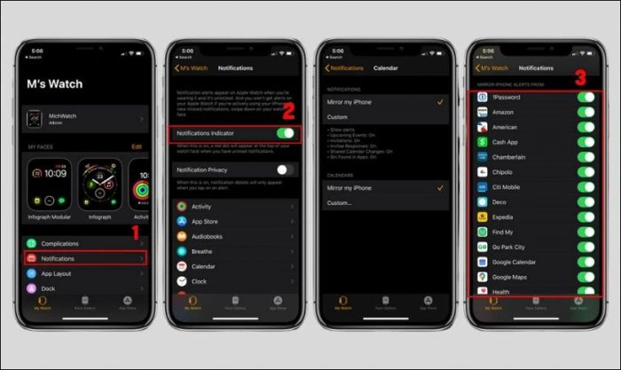 Tắt những thông báo không cần thiết sẽ giúp giảm tải cho pin của Apple Watch.