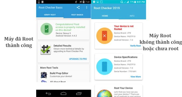 Mở ứng dụng Root Checker, ứng dụng sẽ tự động thực hiện kiểm tra trong vài giây.