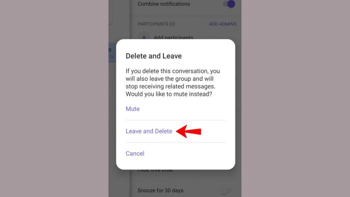 Hướng dẫn cách xóa nhóm Viber trên Android - bước 5
