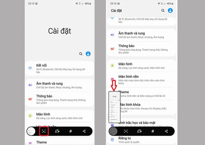 Cách thực hiện chụp màn hình cuộn trên thiết bị Samsung