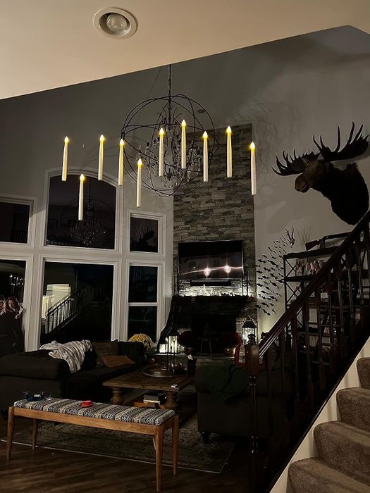 A review image showing the candles hanging from the ceiling