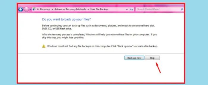 Cần thực hiện khởi động lại máy tính để hoàn tất quá trình khôi phục.