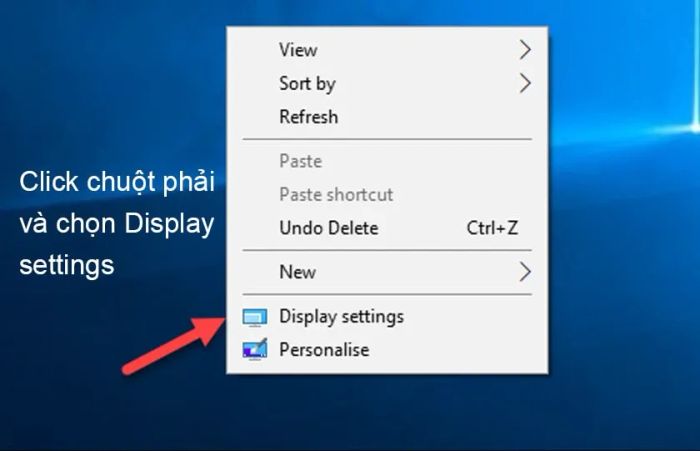 chọn Display settings từ menu chuột phải