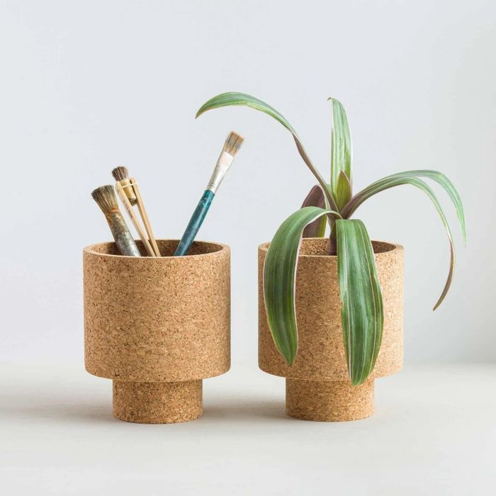 Two stylish cork planters