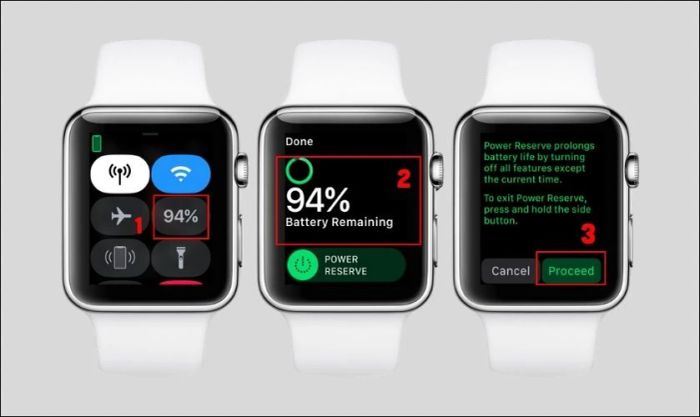 Kích hoạt chế độ Dự trữ năng lượng trên Apple Watch của bạn.