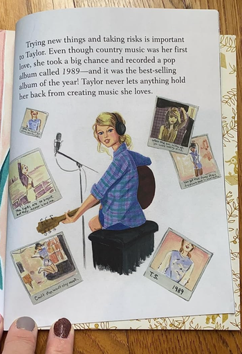 An open page showcasing Taylor Swift writing '1989'