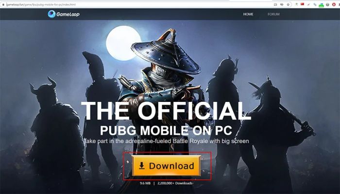 Truy cập vào trang web https://gameloop.fun/game/fps/pubg-mobile-for-pc/index.html.