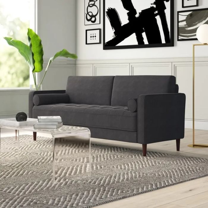Heather gray square arm loveseat
