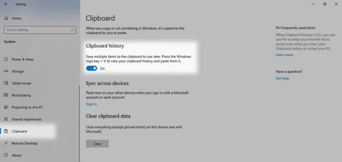 Cách xem lịch sử clipboard trên Windows 10