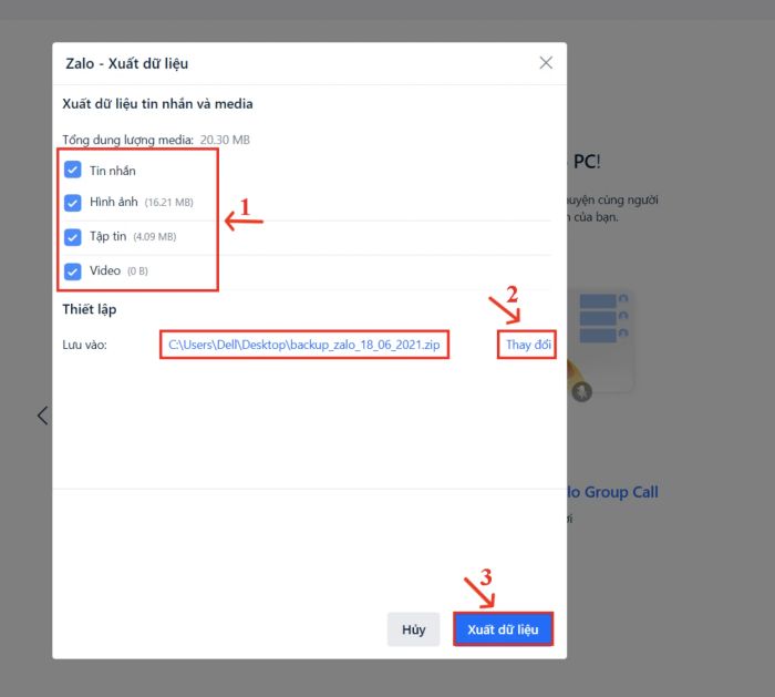 Hướng dẫn sao lưu tin nhắn Zalo trên máy tính