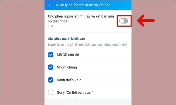 Nhấn vào thanh trượt và chuyển nó sang màu xám.