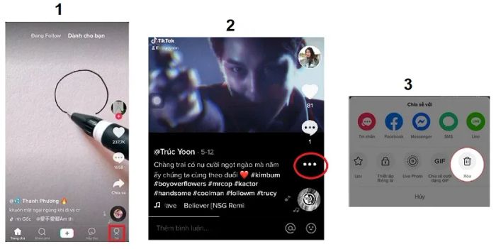 Chọn mục “Xóa” để xóa video này. Nếu bạn chắc chắn muốn xóa, hãy nhấn “Xóa” khi thông báo xác nhận xuất hiện. Nếu không muốn xóa nữa, chọn “Hủy”. Vậy là bạn đã hoàn thành việc xóa video.