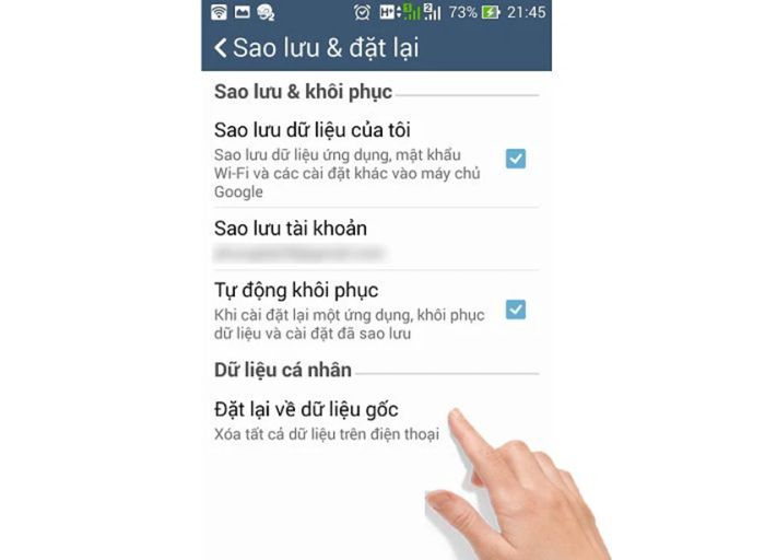 Hướng dẫn khôi phục cài đặt gốc Android qua hệ điều hành