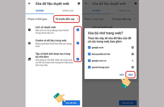 Xóa cookies và dữ liệu trình duyệt để giúp điện thoại hoạt động nhanh hơn