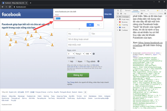 Đăng nhập Facebook qua token