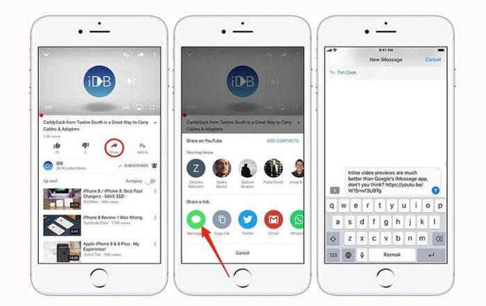 Hướng dẫn chia sẻ video từ Youtube lên Facebook Messenger qua điện thoại