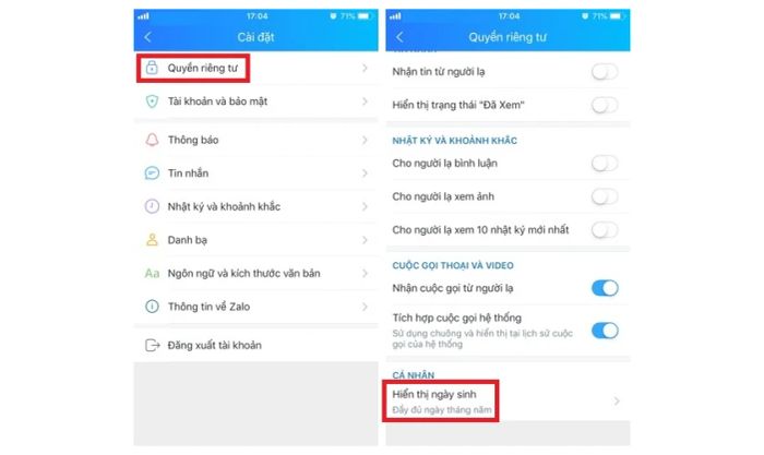 Tắt thông báo sinh nhật Zalo ở phần “Quyền riêng tư” của ứng dụng Zalo.