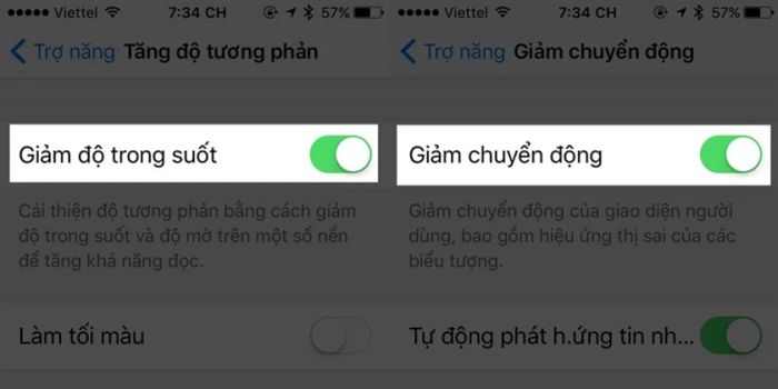 Hạn chế các hiệu ứng chuyển động không cần thiết