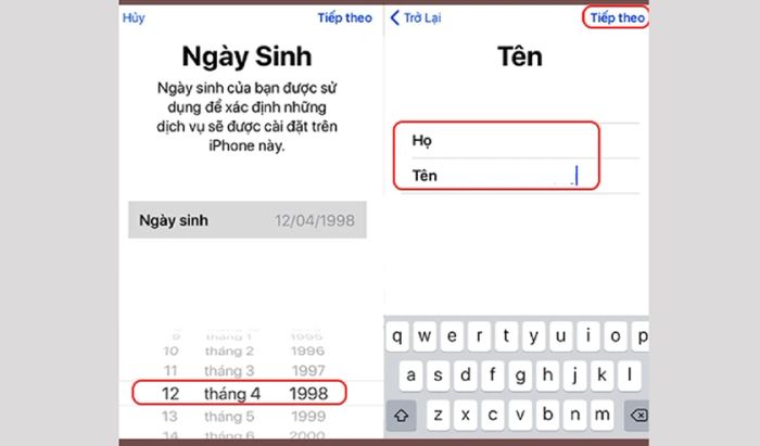 Bước 3: Nhập các thông tin cần thiết để tạo tài khoản iCloud