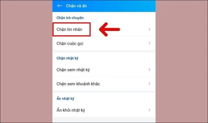 Chọn mục Chặn tin nhắn
