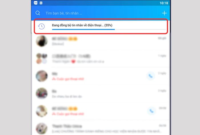 Zalo sẽ thông báo tình trạng đồng bộ tin nhắn đã thành công.