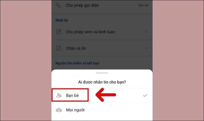 Chọn mục Bạn bè