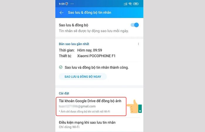 Zalo cho phép đồng bộ hình ảnh qua tài khoản Google Drive