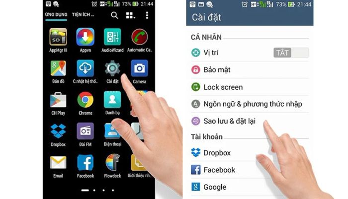 Hướng dẫn khôi phục cài đặt gốc Android qua hệ điều hành