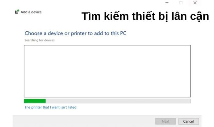 Chọn Add a network, wireless or Bluetooth printer để tiếp tục kết nối máy in.