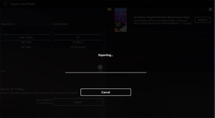 Sau đó, nhấn Export để hoàn tất