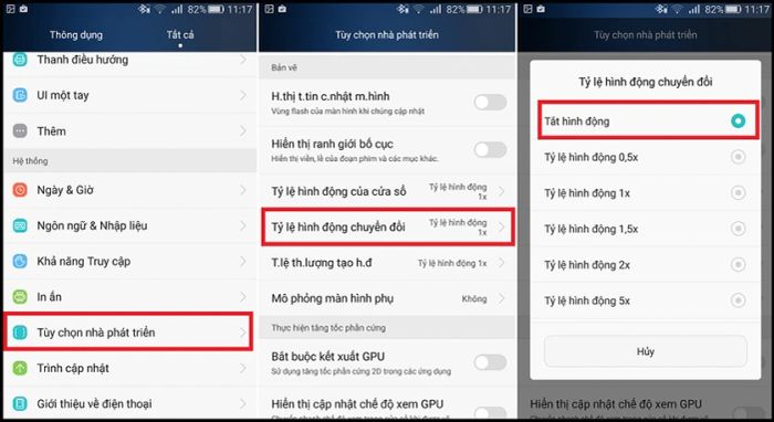 Một cách để cải thiện tốc độ Android là giảm hiệu ứng chuyển động trên thiết bị