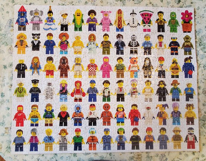reviewer photo showing the completed Lego Minifigure puzzle