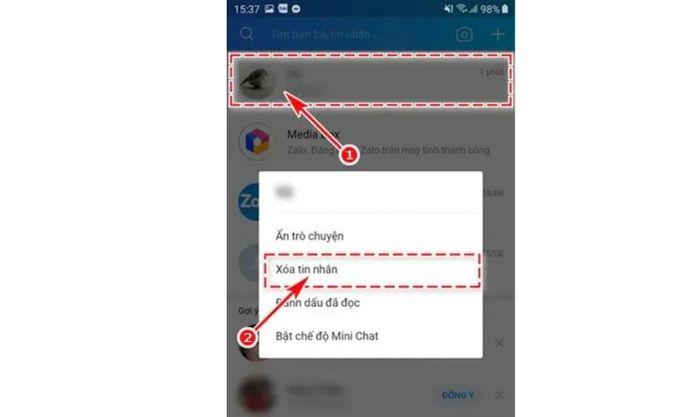 Vuốt sang trái cuộc trò chuyện