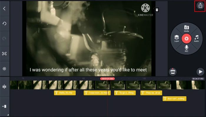 nhấn vào biểu tượng Export để xuất video