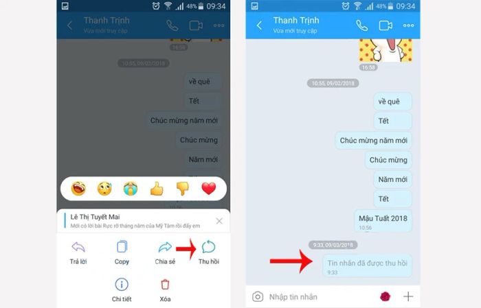 Cách thu hồi tin nhắn Zalo trên điện thoại