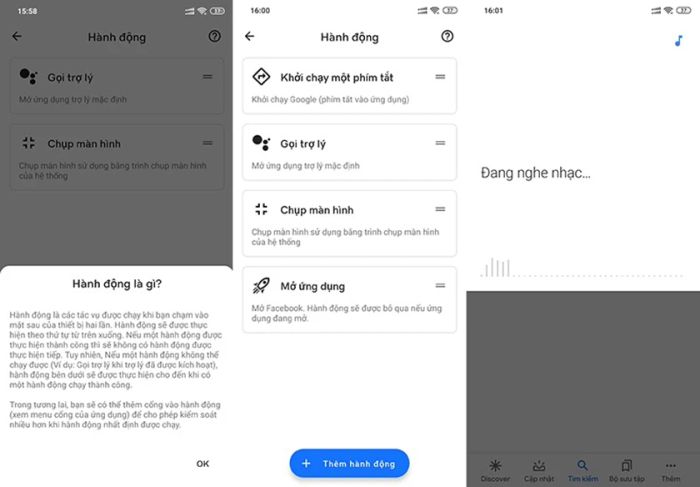 Kích hoạt tính năng trợ năng trong mục Actions