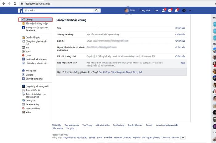 Chọn mục “Cài đặt chung”