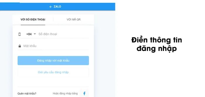 Bước 9: Để bắt đầu sử dụng, bạn cần đăng nhập vào tài khoản Zalo. Bạn có thể chọn đăng nhập bằng số điện thoại và mật khẩu, hoặc sử dụng mã QR để đăng nhập nhanh.